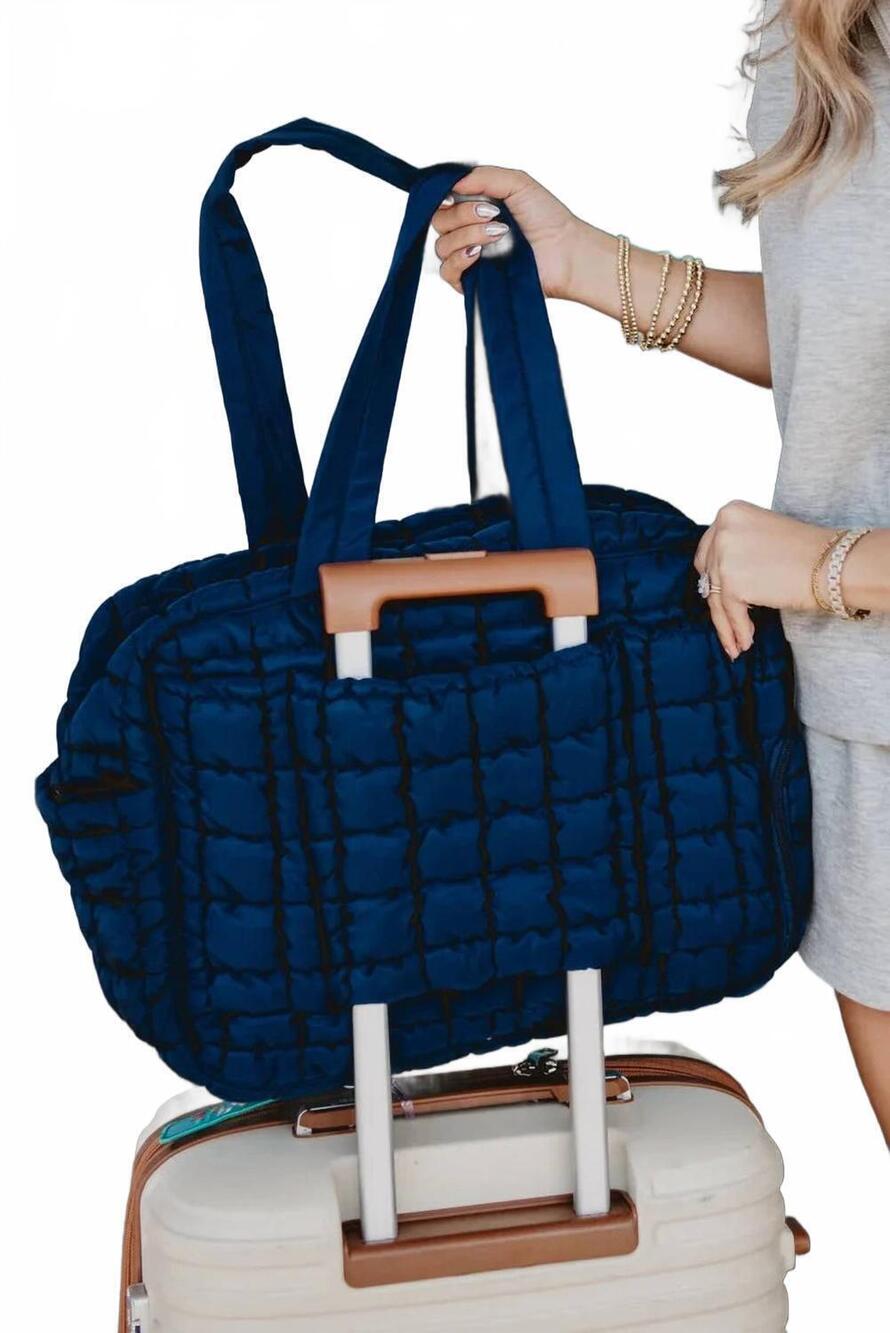 NEW KATYDID women's quilted duffel weekender bag in navy